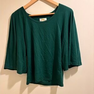 Anthropologie Green Long Sleeve Top